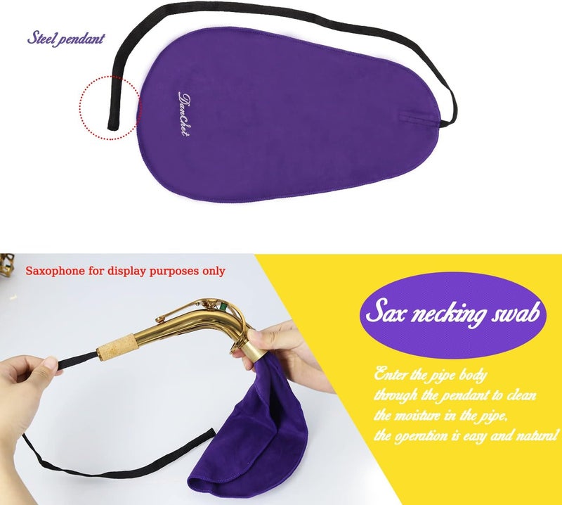 Danchet Saxophone Cleaning Kit, Alto Saxophone Maintenance Cleaning Kit with Key Oil, Cork Grease, Cotton Swabs, Cleaning Cloth, Thumb Rest, Mouthpiece Brush, Etc. - Image 4